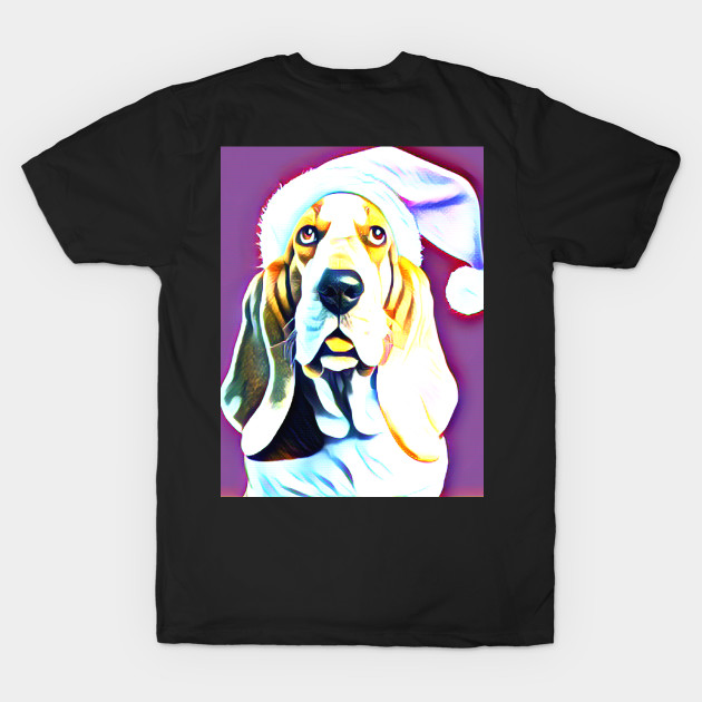 Basset Hound with Pink Santa Hat by mw1designsart